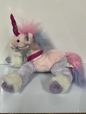 Chad Valley Einhorn weiß rosa lila pastell Haare Plüschtier 