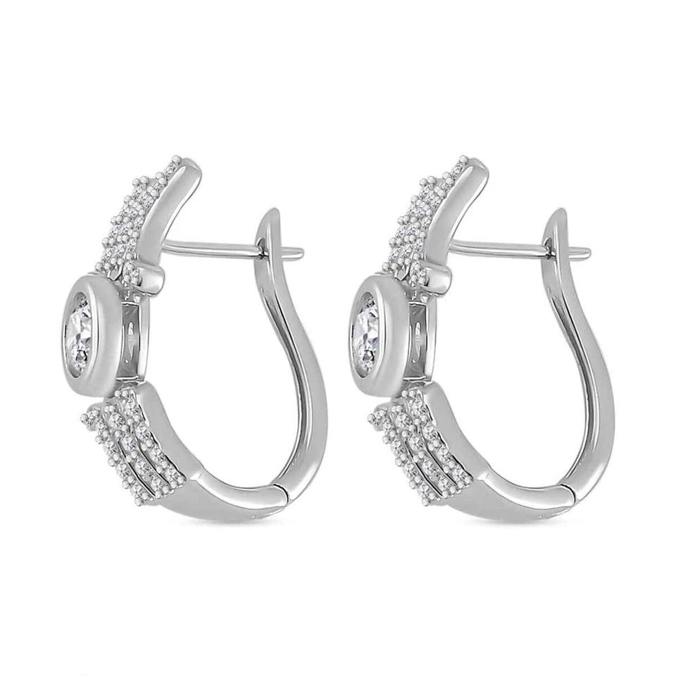 BEAUTIFUL!! 1.40ctw Moissanite MOM Earrings Rhodium Plated Sterling - Image 4 of 4