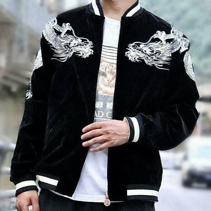 Mens Souvenir Jacket Japanese Pattern Embroidery SUKAJAN