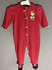 Little Me Red Christmas One Piece Sleeper Hat Set Ruffles Sz 9 Months Girls