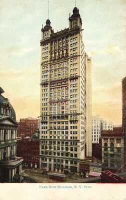 Park Row Building Luxury Apartment New York City NY Front View Vintage Postcard