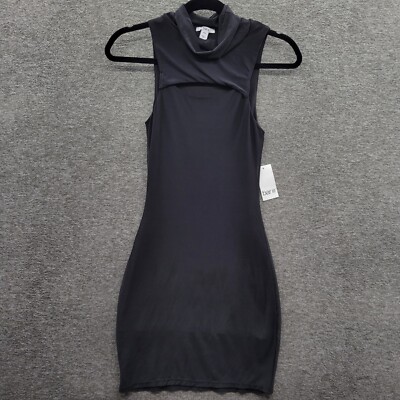 Bar III Bodycon Dress Women's XXS Black Mock Neck Cut Out Mini NWT