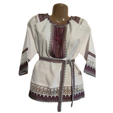 Vyshyvanka Ukrainian blouse Embroidered shirt blue for women girls folk ethnic