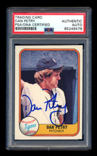 DAN PETRY SIGNED 1981 FLEER CARD PSA/DNA AUTOGRAPHED DETROIT TIGERS