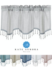 Kate Aurora Elegant Beaded Scalloped Window Valance Curtains - Assorted Colors