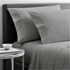 , Premium 100 Egyptian Cotton 4 PC Sheet Set 15" Deep, Light Grey-Twin XL