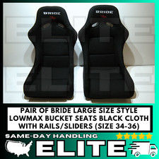 Pair - Large 34-38 Bride Vios Black Cloth Seats Low Max Jdm Racing Bucket Seat