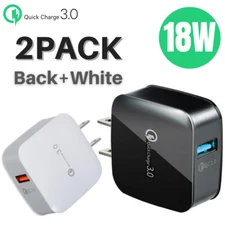 2Pack 18W QC3.0 Quick USB Fast Charge Adapter For Samsung LG iPhone Wall Charger