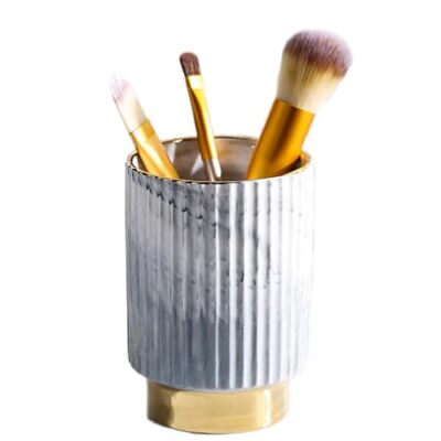  Makeup Brush Holder Organizer Comb Brushes Pen Pencil Cup Glass Make Up Grey
