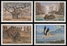 Sambia 1987 - Mi-Nr. 404-407 ** - MNH - Wildtiere / Wild animals
