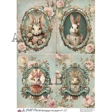 Victorian Rabbit Vignettes | A4 Rice Paper | Paper for Decoupage | AB Studios
