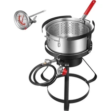 10 Qt Outdoor Aluminum Fish Deep Fryer Cooker Kit w/ 54,000 BTU Propane Burner