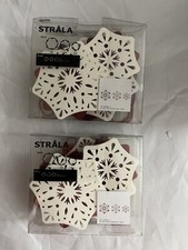 IKEA Strala Set of 2 Christmas Holiday LED Indoor Snowflake Ornaments Decor RED