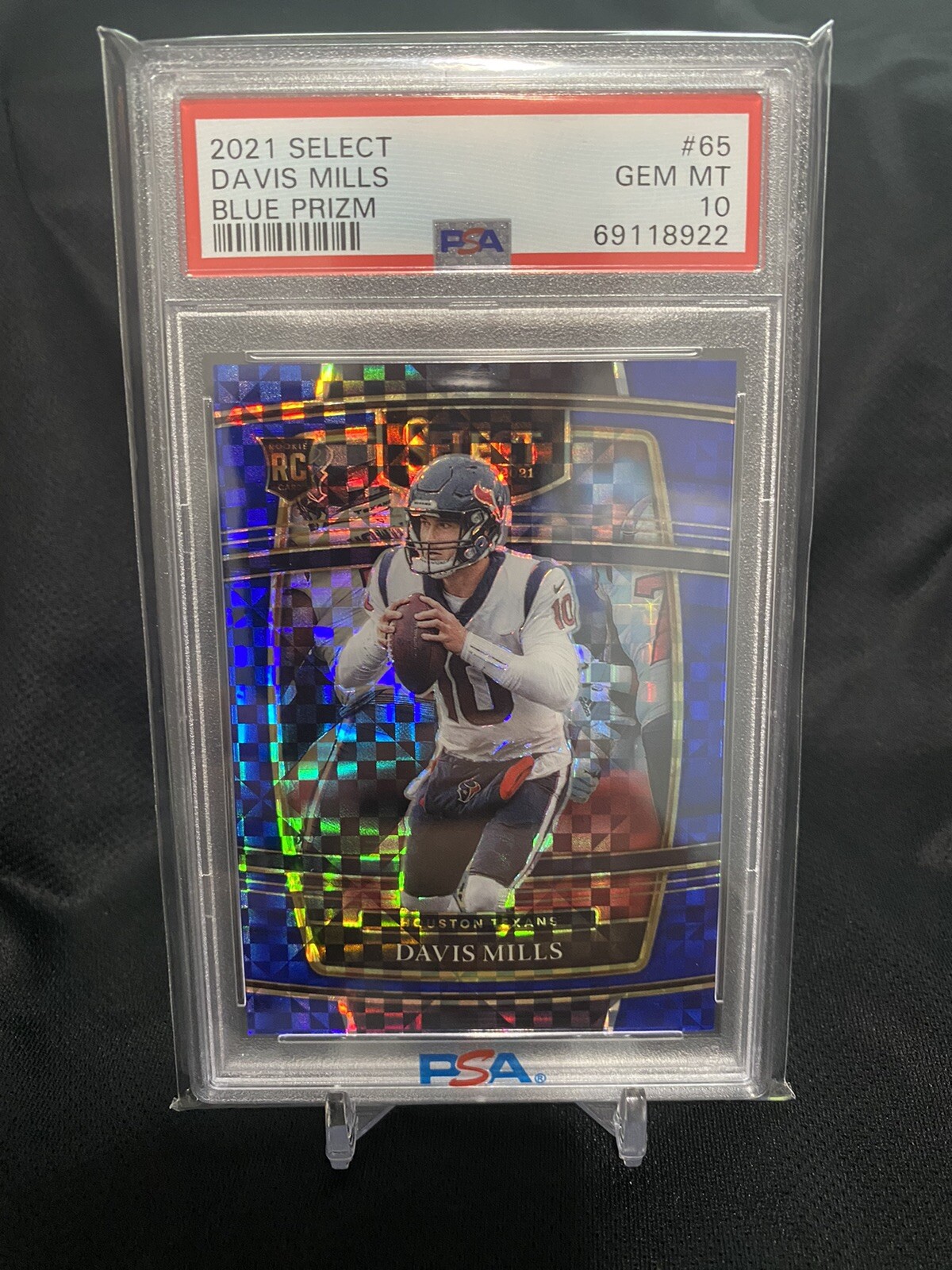 2021 Panini Select Davis Mills Rookie Blue Prizm Concourse Level /199 PSA 10