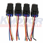 Car Auto 5 Pin&Wire Relay Plug Socket 4pcs Heavy Duty Waterproof Auto 12V 40 amp