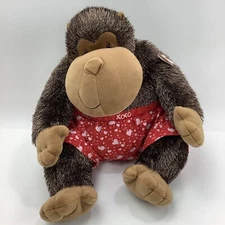 Hallmark Brown Gorilla Plush Boom Boom Red Shorts Hearts Music Light Monkey Ape 