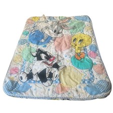 Vtg Baby Looney Tunes Crib Blanket Comforter Bugs Bunny Tweety Sylvester 2000