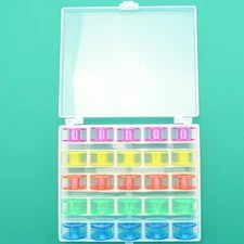 25 Pcs Empty Plastic Bobbin Spools with Storage Box for Domestic Sewing Machines