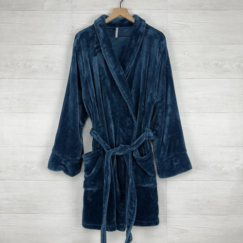 Soma Plush Robe Women Size L/XL Fluffy Extra Soft Cozy Teal Fleece Pockets Belt - Picture 16 of 16