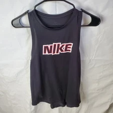 Nike Shirt Womens M Black Tank Top Spell Out Logo Athletic Active Gym Dri Fit