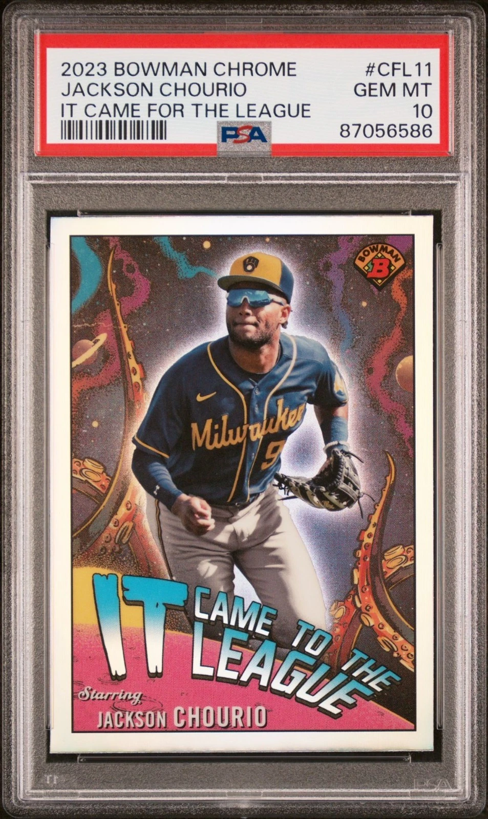 Deal for 2023 BOWMAN CHROME #CFL11 JACKSON CHOURIO IT CAME FOR THE LEAGUE RC PSA 10