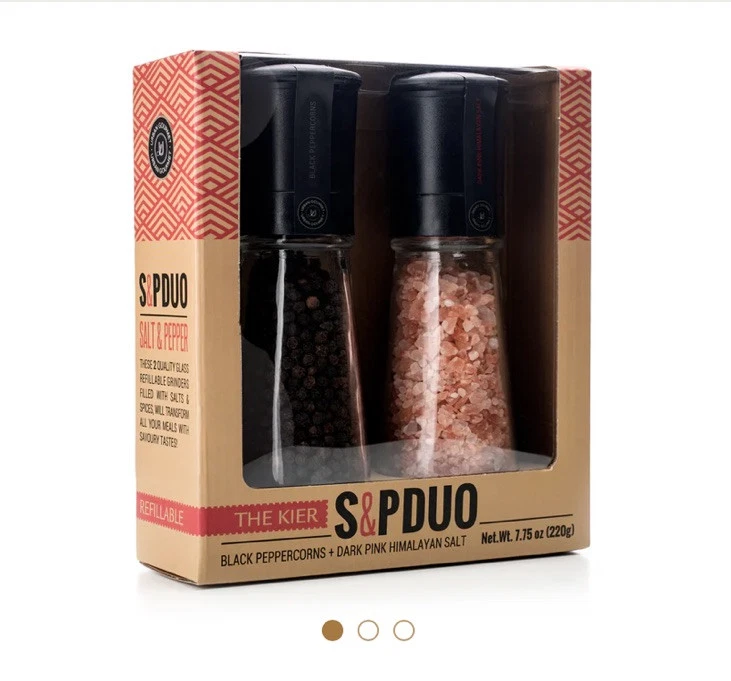 2 шт. Мельница для Соли и Перца Набор Высокая Стеклянная Мельница Упакованный подарочный набор Новый - Изображение 2 из 4