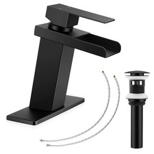 Waterfall Bathroom Faucet Matte Black, Bathroom Faucets for Sink 1 or 3 Hole wit