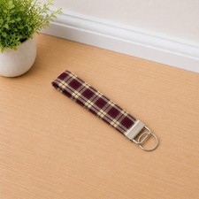 Plaid Wristlet Keychain, Fabric Key Fob, Fall Keychain, Rustic Key Holder