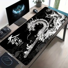 1pc Large-sized Esports Gaming Mouse Pad, Black-brown Textured Faux Marble Sty