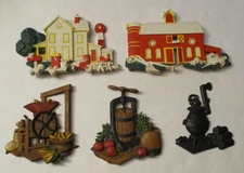 Homco Vintage 1970's Wall Hanging Art Lot Plastic 1975 Metal 1978 Country Rustic