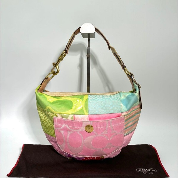 COACH Patchwork Multicolor Hobo Bag Y2K Authentic Cotton Rare Vintage
