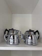 Vintage Swan Chrome Tea Set From 1950s Oriental Motive Made In England