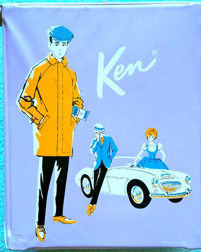 Vintage 1962 "Ponytail" Mattel ORIGINAL Lavender KEN DOLL CASE with Austin Healy