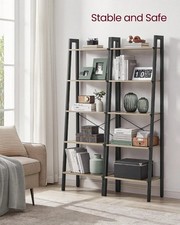 5 Tier Ladder Shelf Bookshelf Storage Rack Steel Frame Industrial Bookcase