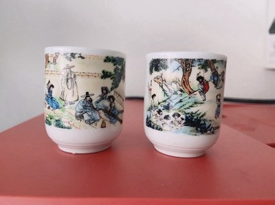 ceramic Korean soju/sake cups, vintage set Of 2 manufacturers Yung-Boh or Sechon