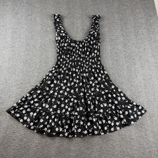 Urban Outfitters Mini Dress Women's XS Black Floral Smocked Tiered Ruffle Strap