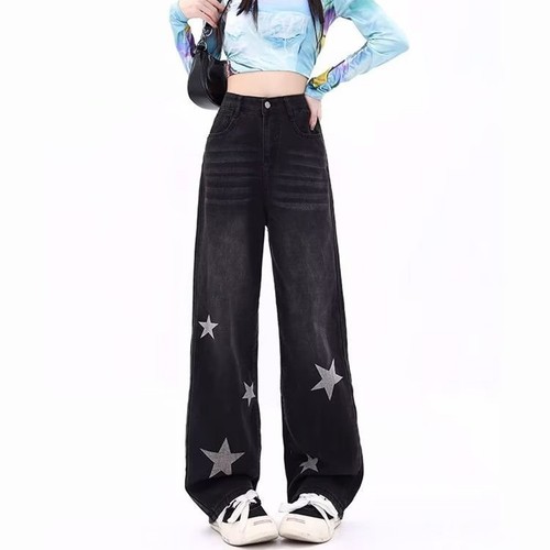 Süße und bequeme Damen High Waist lockere gerade Hose mit Sternen - Bild 6 von 32