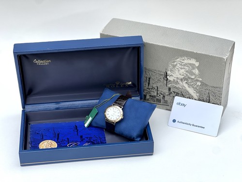 Rolex Cellini 3831 18K Gold White Roman Dial FULL SET Box Tag 1970s Vintage