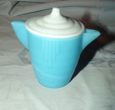 Akro Agate Stack disk blue pot and white lid tea pot 2 1/4"