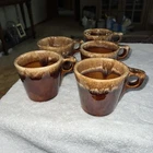 Vintage Hull Pottery Oven Proof USA Brown Drip Glaze Coffee Mugs Cups Set Of 5