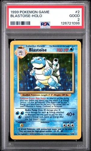 1999 POKEMON BASE SET UNLIMITED #2 BLASTOISE-HOLO PSA 2