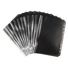 A5 Binder Pockets - Black Zipper Pouches, Translucent PVC Cash Budget A5 Inches