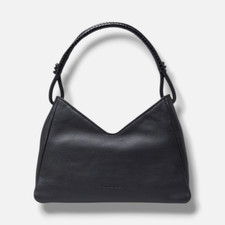 Staud Women's Black Leather Solid Debossed Logo Valerie Shoulder Bag