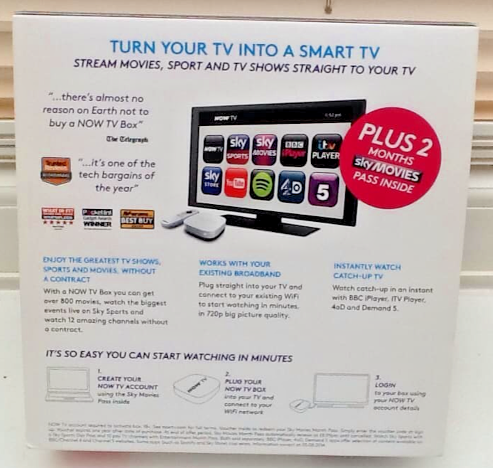 Television Watch Bbc Live Now TV 2400SK White X2 Boxes With Remote