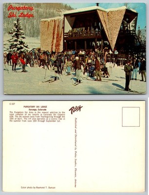 Purgatory Ski Lodge Durango CO Vintage Postcard Skiers Winter Sports Petley