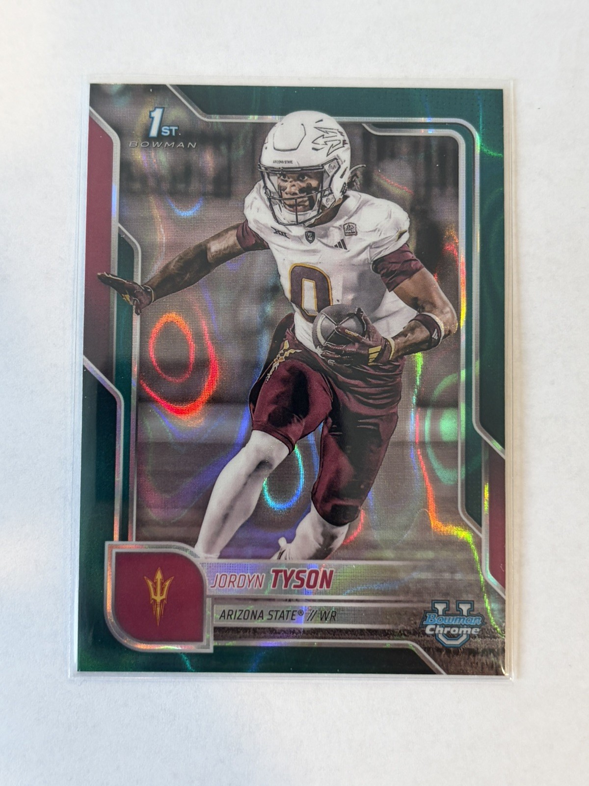 Jordyn Tyson 2025 Bowman Chrome University Teal Lava Refractor #31 ASU