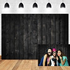 12x8ft Old Dark Wood Texture Wall Photography Backdrop Vintage Retro Black