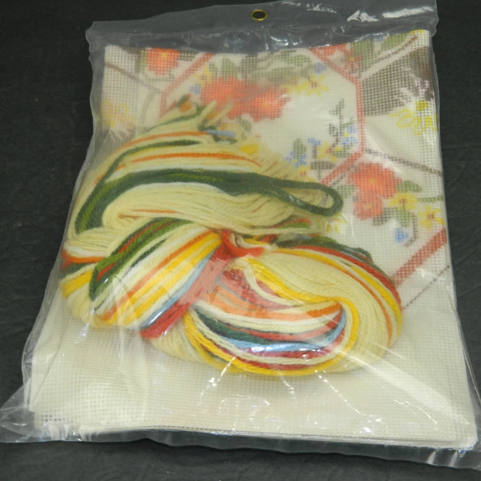 FLORAL Needlepoint Canvas Imari Pillow Top Finished Size 12" x 12" Persian Wool - Image 2 of 2