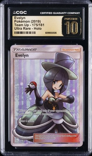 2019 POKEMON TEAM UP - ULTRA RARE - HOLO #175/181 EVELYN CGC 10 PERFECT
