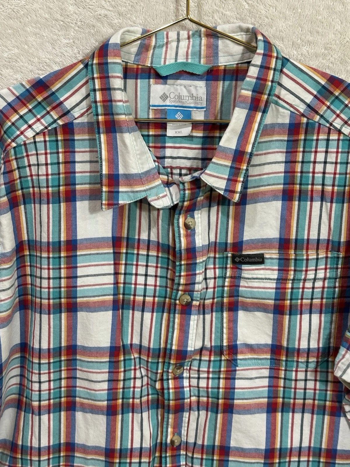 Columbia Shirt Mens XXL Plaid Long Sleeve Regular Fit Casual Button Up